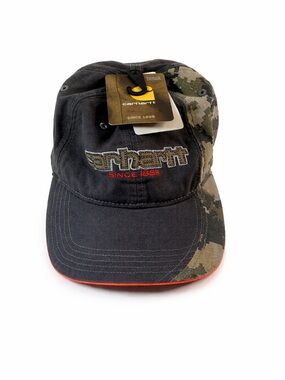 Carhartt Camo Strapback Hat NWT Gray Canvas Cap OSFA Adjustable Workwear Outdoor